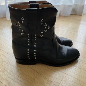 Isabel Marant Cluster Crisi Studded Black Leather Ankle Boots